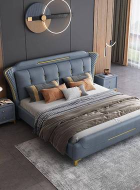 轻奢床洗科技布床现代免简约8主卧1.米JLM双人床1.5米软布靠艺婚