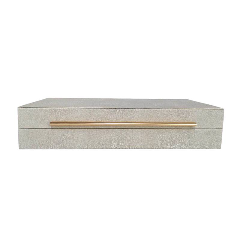 简约现代长扁铁方形收纳盒 家居桌面木盒装饰品家具城软装摆设
