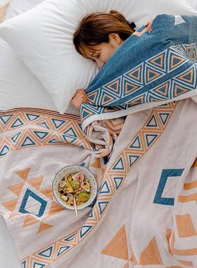 新亚款波西米纯21002棉四层凉纱布毛巾被夏风季可水洗全棉盖毯夏