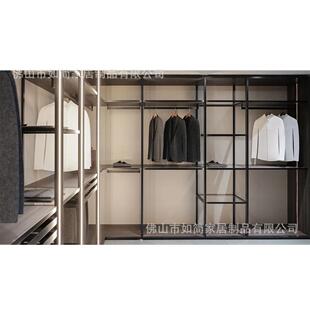 如简家式居开放衣帽间铝木合衣柜铝AWI柜木隐边家具柜体型材极结