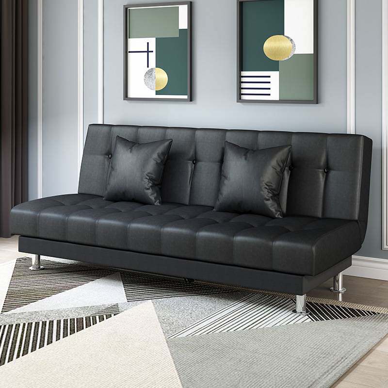 PU皮油蜡皮艺小户型沙发双人三人两用多功能可折叠简易沙发床布艺