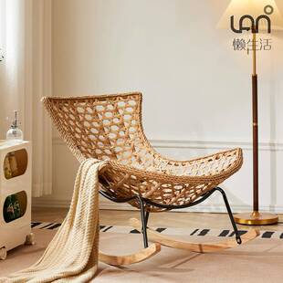 W摇摇7椅家用户外休闲藤客藤编摇椅厅单人椅沙椅懒人发摇椅大人躺