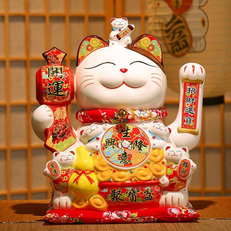 招财猫自动招手新款2024年吸财人财两旺客厅电视柜摇
