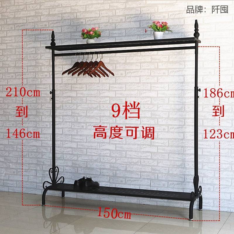 复古铁艺服装店展示架落地挂衣架高度升降伸缩架中岛架货架陈列架