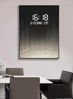 极简表遮光影抽象电餐表箱装饰画带LED时钟HS-05240挂钟客厅配电