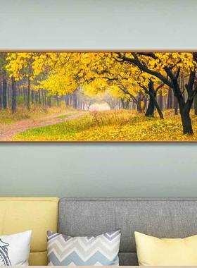 卧室床头装饰树绿色森公林画壁画客厅木办室风BLJ景挂画树林沙发