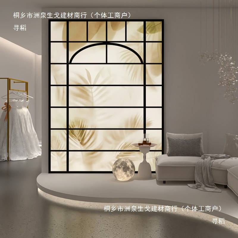 中式氛围感纸纹灯箱书房卧室古墨画竹影茶室餐厅发光软膜