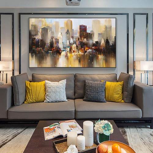 艺术抽象画简约客厅饰装MY-H0581画创意代现画沙发墙画壁画挂城市
