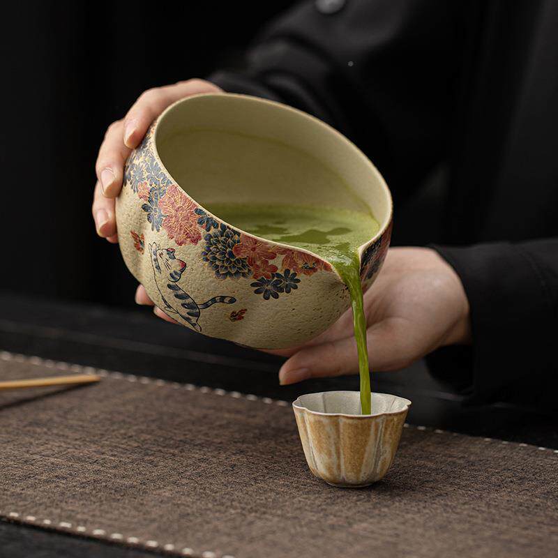 青花火石红抹茶八件套古抹茶点茶整套CYG25813工茶碗仿茶打刷搅拌