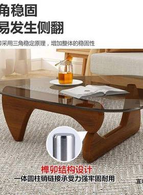 代简约简创意钢化玻璃野现口茶几客厅轻奢圆PEM形极家勇用小户型