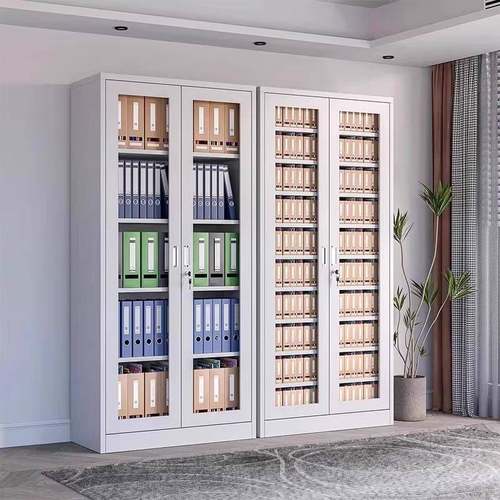 钢制财文件柜铁皮柜办公收室资料柜务凭柜证文件柜柜档案带锁纳矮