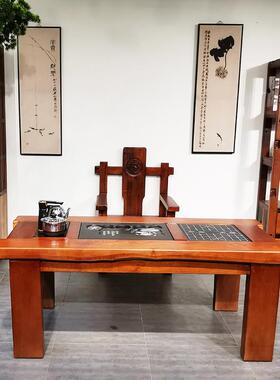 OAN新老船木茶桌实木台茶套装办公室会客子书桌房阳台中式泡茶桌