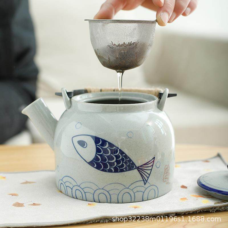 ?RP4T壶陶瓷茶壶大容量手绘F87J87S6提梁壶日式1000厅毫升泡茶餐,餐饮具,茶壶,淘宝优惠券,粉丝福利购,淘宝优惠卷