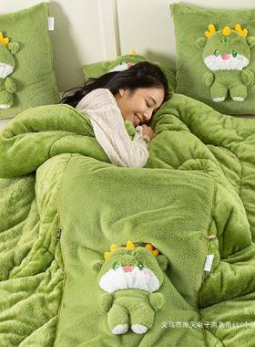 秋冬加厚抱枕子两用睡午车上枕头毯休子二合F9759M9T一被可收纳午