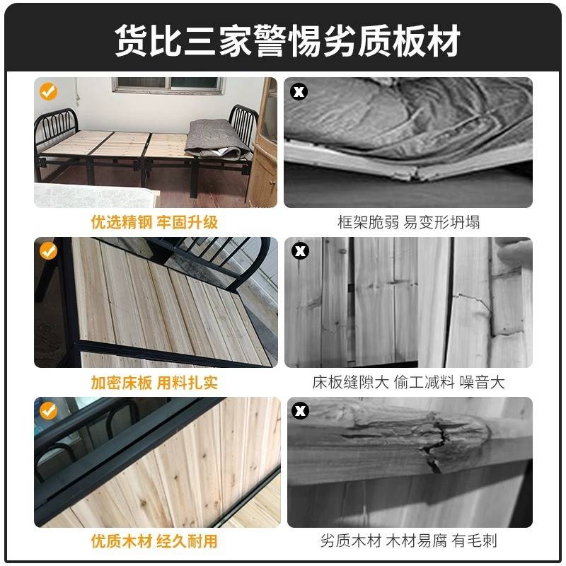 简易床实木床板出租房用1米5铁床折叠床单人床成人家用1米2双人床图片