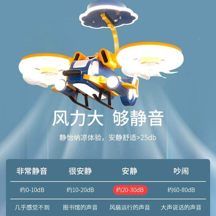 室儿童模飞机灯风扇灯遥控男童房间飞机风扇创意卡通斗战机型男孩