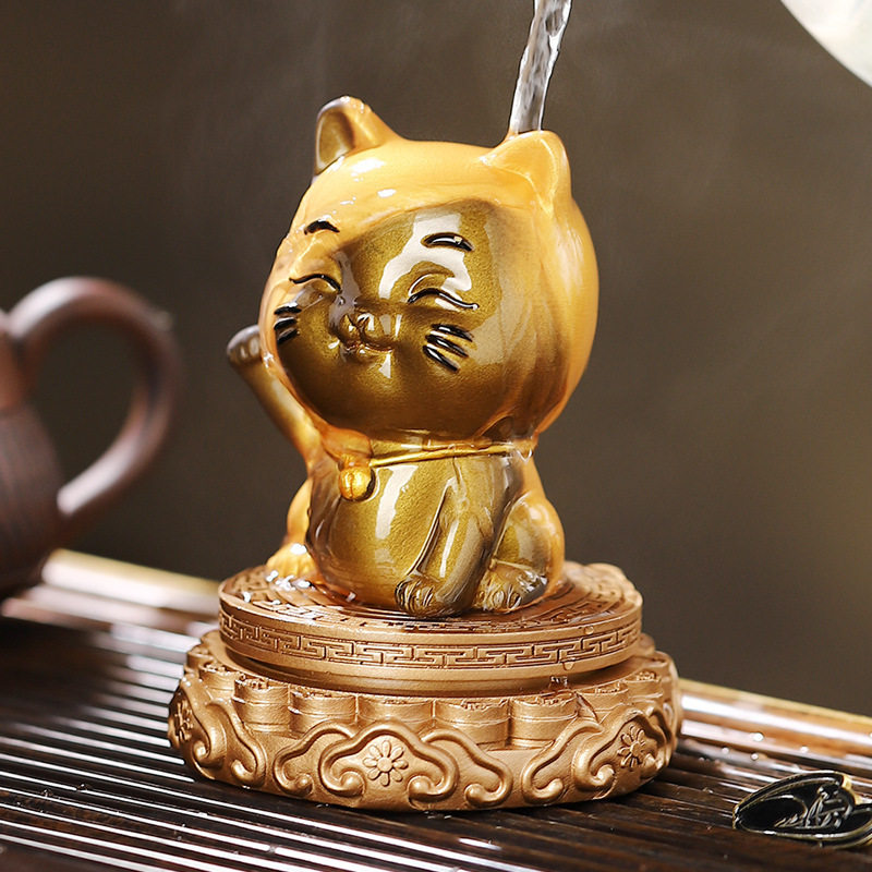 遇水变色创意旋转卡通小猫茶宠摆件家用客厅玄关摆设茶道茶盘摆件