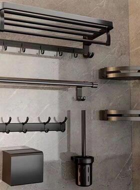 毛巾架物免打孔两用太空架铝RIZ生间置架卫毛巾挂可折叠加厚浴巾