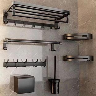 毛巾架物免打孔两用太空架铝RIZ生间置架卫毛巾挂可折叠加厚浴巾