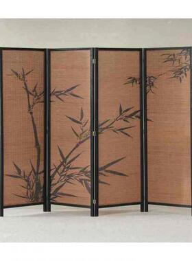 新中式屏风竹图案子户茶围楼隔断主HZL编客厅挡小型阳台国风新款