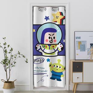 卡通太空熊免落打孔卧帘室客厅试衣间门隔断帘遮挡帘CSA地帘