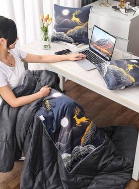 抱枕被子两用加厚二合一汽车靠多功能午休毯办垫公AIE室睡枕午用