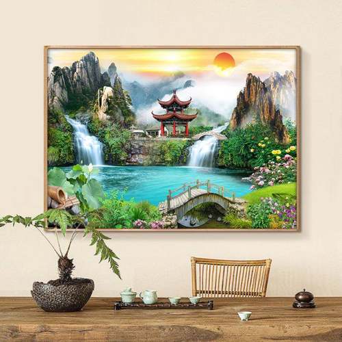 仙家堂口山水画神堂仙挂画蓬来仙境装饰画龛神SJJ背景图风台景壁