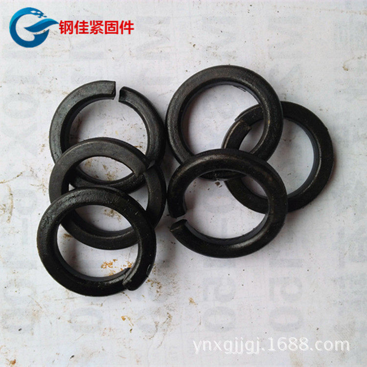 普通发黑弹垫开口弹簧垫圈法兰弹簧介子4.8级镀锌弹垫M8M10M12M20