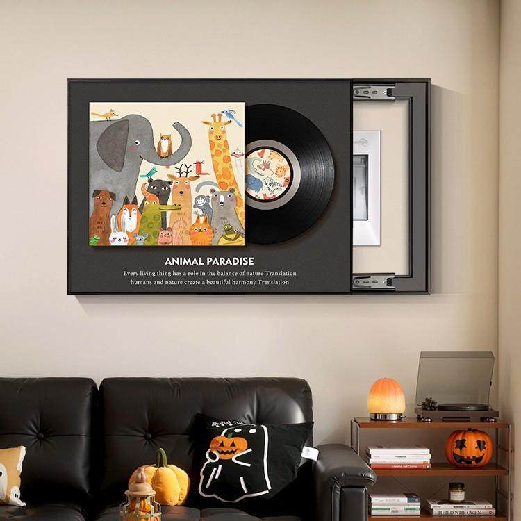 电线萌物唱片表箱装饰20油25新款画奶风多巴胺卡通动物条小狗电闸