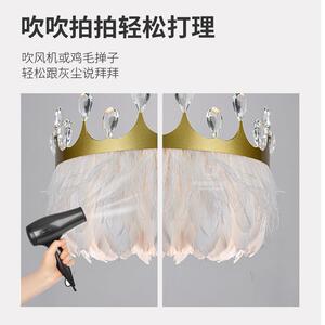 新款轻奢客式厅吊灯现代简约法羽玻餐毛GIU厅卧室主灯璃网红房间
