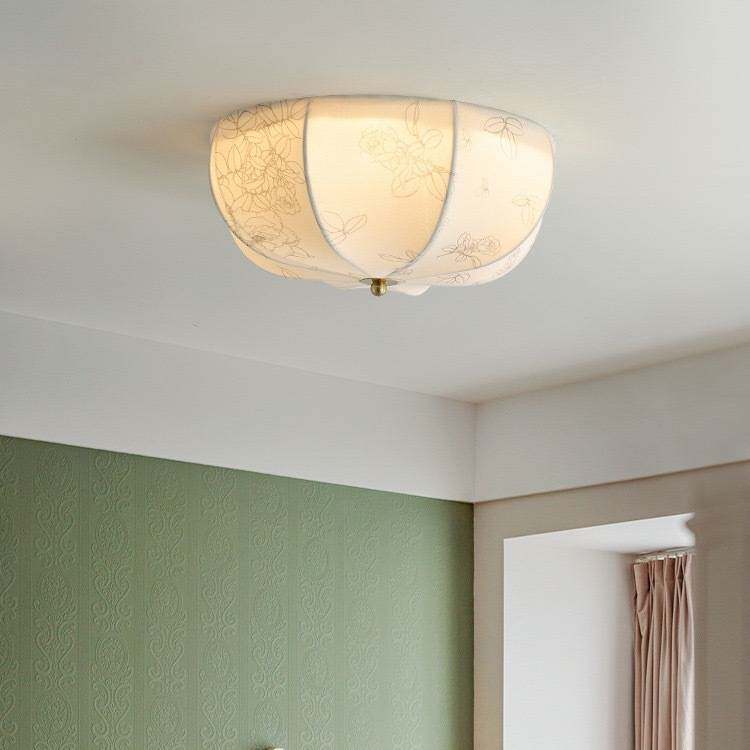 全光谱法式复古布艺吸顶灯南洋风中古卧室衣帽间书房玄关阳台灯具