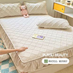夹V45O大豆纤维F768JHTM防水床笠带裙边床棉床罩垫保护罩件单床套