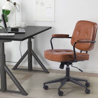 联丰阿勒夫耶复古电脑椅家用椅子学习办公椅皮椅会议椅人体工严选