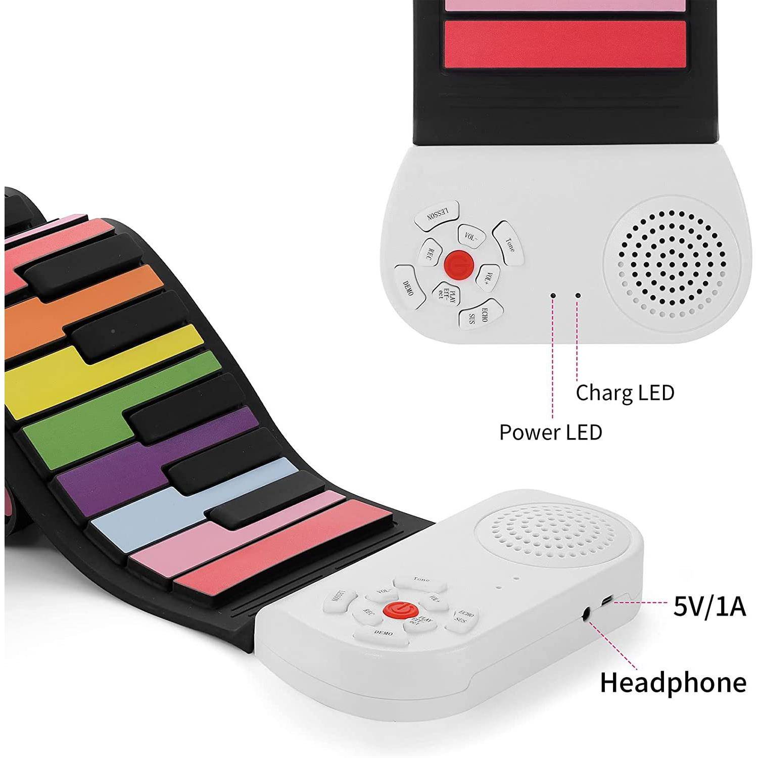 49键虹便携式手卷BR-49钢琴童成手人初学电子琴玩具彩彩儿色卷钢