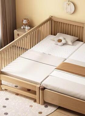 床加宽拼接拼床护儿童大床边栏接床胡桃木床儿童带婴儿婴KJZ儿实