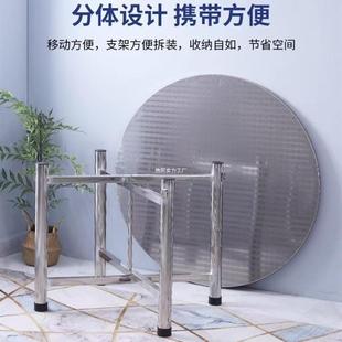 304特厚PKI圆桌锈子全不钢便吃携饭家用折食叠大排档圆桌堂餐馆酒