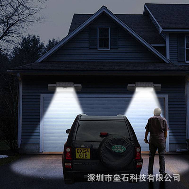 热销太阳能户外壁灯人体感应庭院灯71灯防水壁灯超亮照明围墙路灯