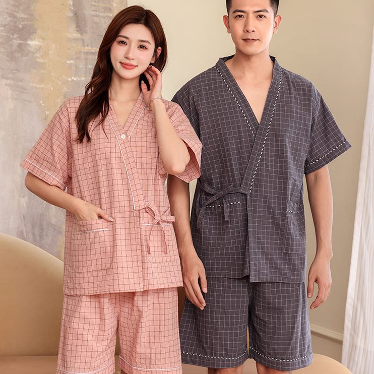 苎麻德情侣款家居睡衣汗蒸服女大码工厂洗浴店按摩服默男款美浴衣