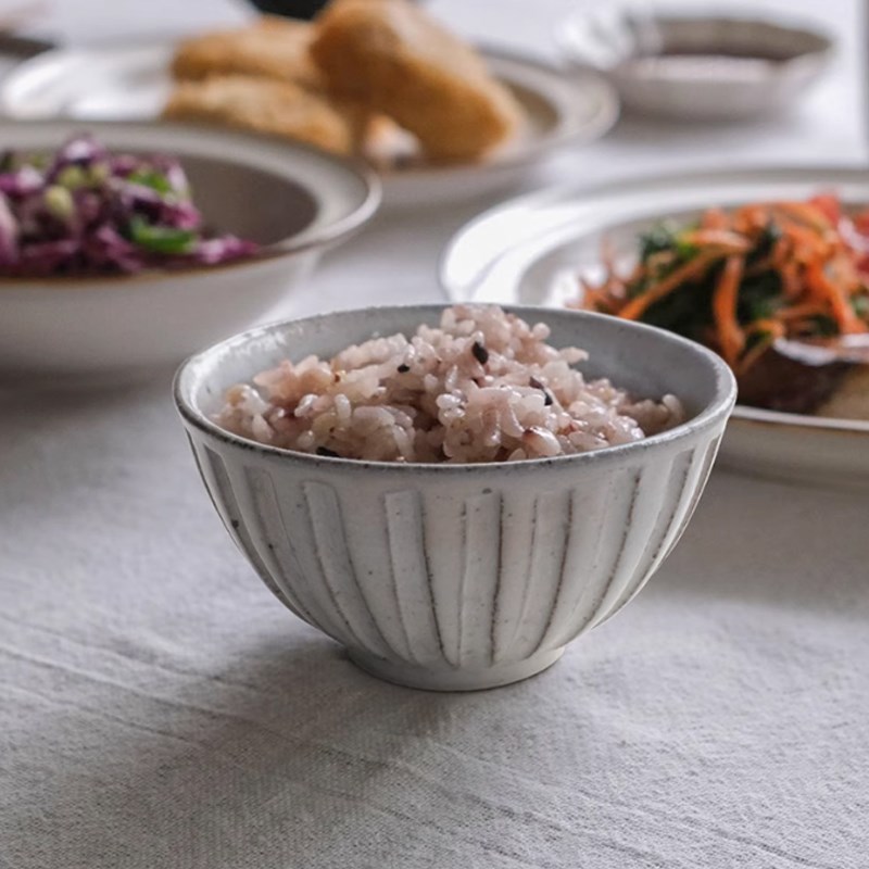 【清仓】日本制Tojiki Tonya粗陶H粉引刻纹饭碗汤碗盖饭碗马克杯