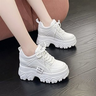 小个子老爹鞋 女夏2024春秋新款 9cm厚底松糕透气小白鞋 内增高女鞋