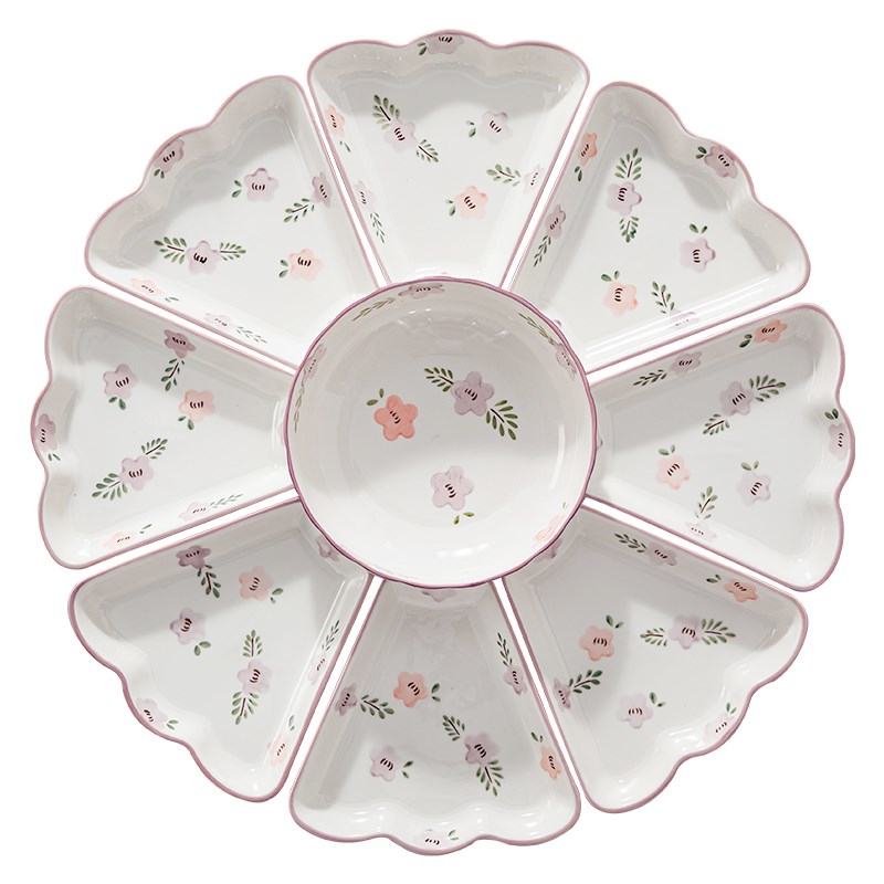 扇形圆桌陶瓷团圆拼盘餐具组合套装家用乔迁新居年夜饭盘子菜盘