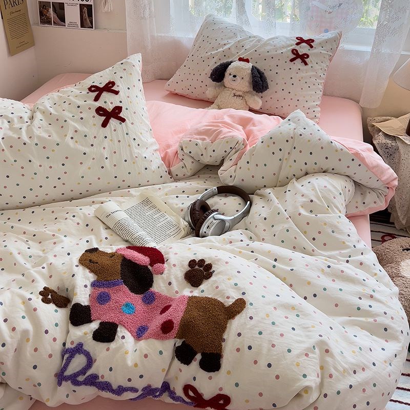 A类床上用品全棉四件套被罩被套床单2024新款学生宿舍三件套4