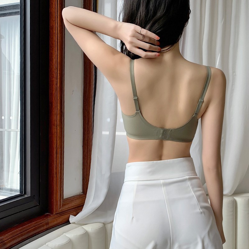 软支撑薄款无钢圈果冻条少女内衣全罩杯小胸聚拢无痕文胸纯色胸罩