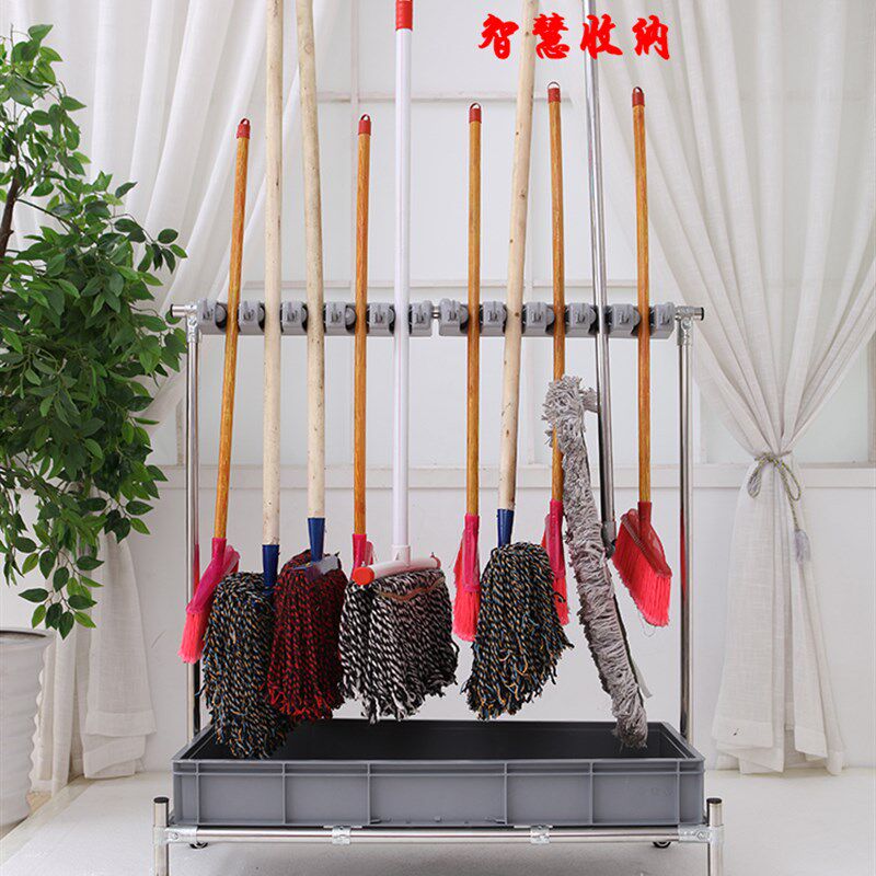 拖把架落地式可移动放扫把墩布架挂不锈钢卫生间阳台拖布收纳工具