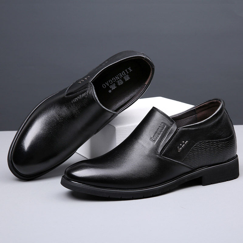 男士增高鞋男10cm商务休闲隐形内增高8cm套脚一脚蹬正装商务皮鞋