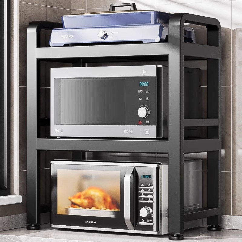 微波炉架子置物架加粗加厚可伸缩厨房多功能家用台面电Z饭锅烤支