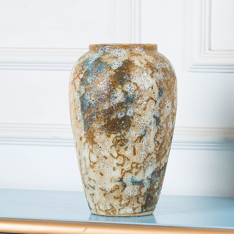 陶瓷陶罐干花三件套复古桌面摆件C家居工艺品装饰品酒店花瓶插花