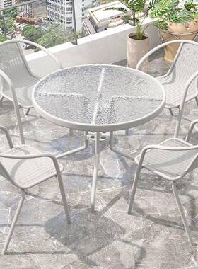 阳台小折桌椅三件套j42Rtm82休闲茶桌椅组合白色小玻璃一桌两椅户