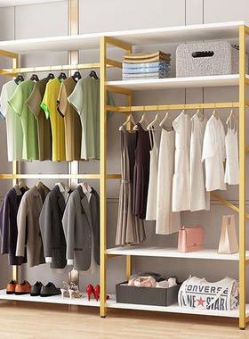 家落地衣帽用卧室开放式布衣48057柜钢组架合出租房收纳衣架简木