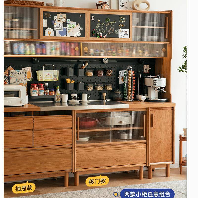 餐体边柜实木家用餐桌仓一靠墙酒柜现代简约日式客厅储物满仓满柜